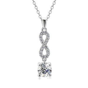 Certified 1ct. t.w. Diamond Eternity Necklace 18k White Gold over Italy Silver